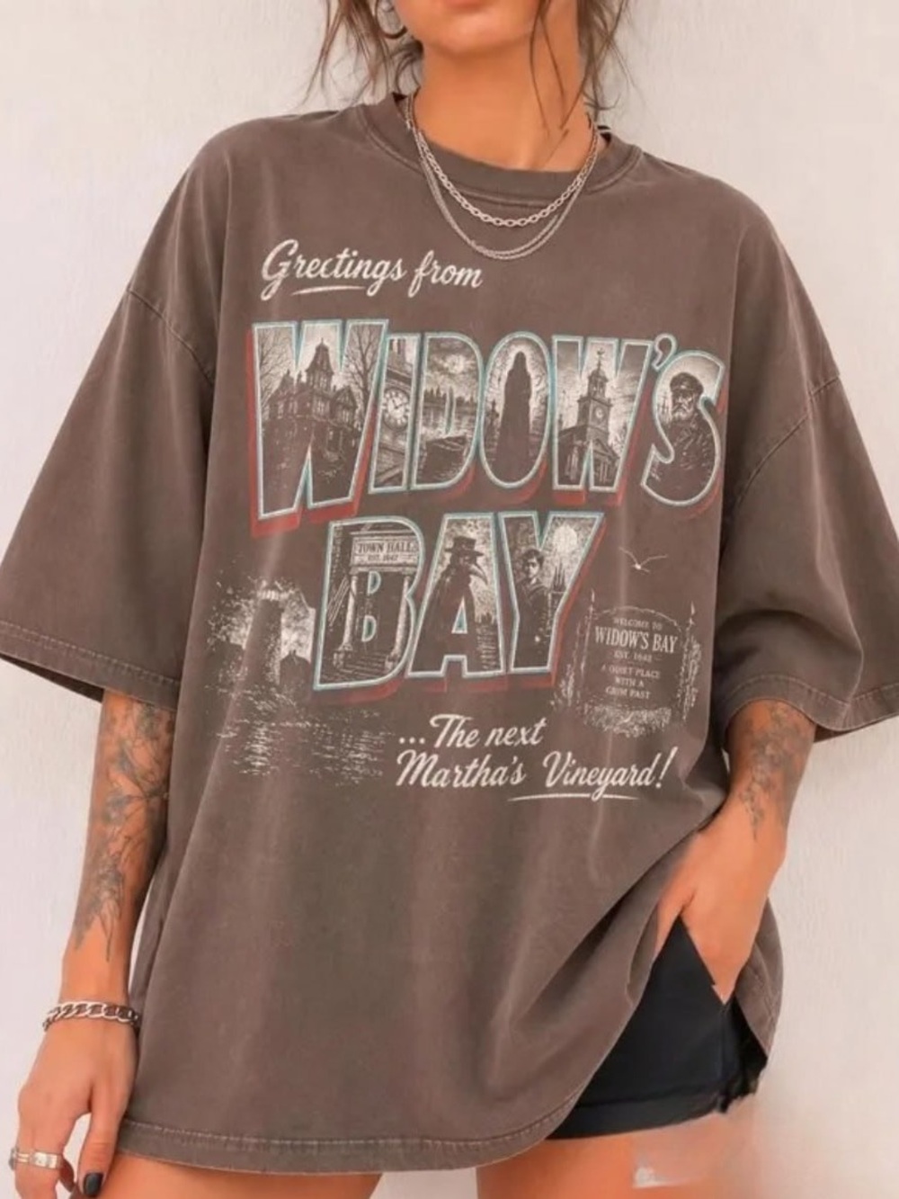 Widow's Bay Graphic T-Shirt for Men - Vintage Brown Savana